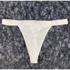 NWT SKIMS Cotton Rib Mid-Rise THONG Underwear in Bone: Size 4X